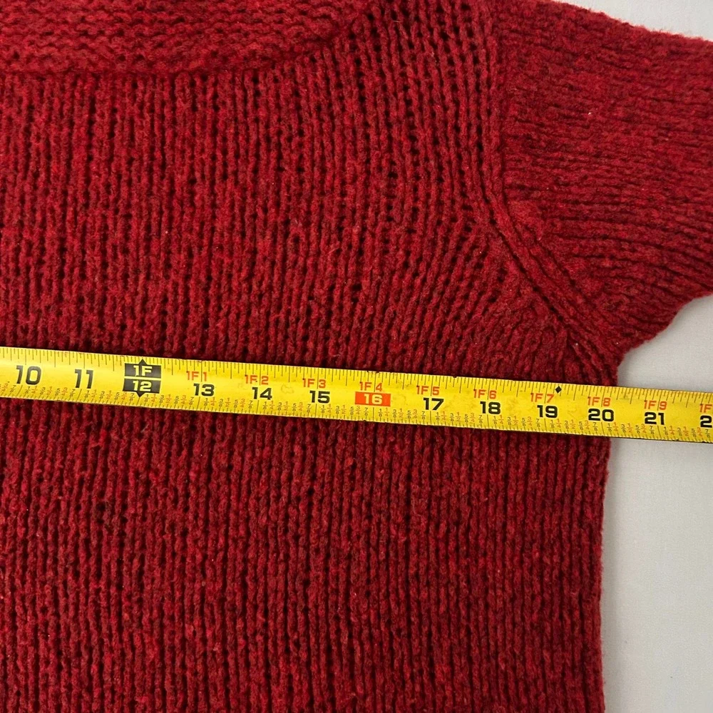 Eileen Fisher Sweater Womens PS Red Wool Blend Ribbed Cowl Neck Pullover - Picture 6 of 7